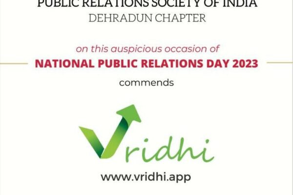 Vridhi Awarded as the best and most innovative Fintech app for Energy Investments and Community Housing on National PR Day 2023