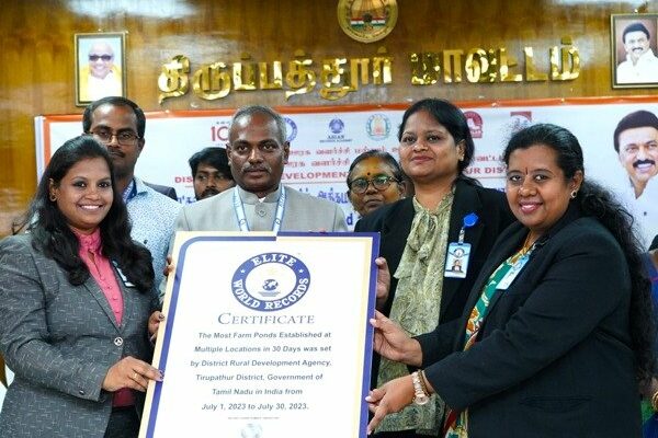 Tirupathur District Achieves Elite World Records by Creating 1546 Farm Ponds in 30 days
