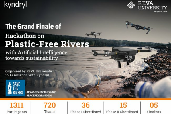 The Grand Finale of “Hackathon on Plastic-Free Rivers with AI” organised by REVA University in Association with Kyndryl on September 8th, 2023