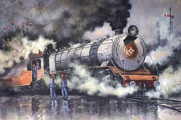 Nostalgia on Canvas: Kishore Pratim Biswas Revives the Golden Era of Indian Steam Locomotives