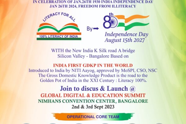 Switch GDP to GDKP Only 100 Literacy Can Catapult Bharat to Reach No 1 Economy by 2047 .