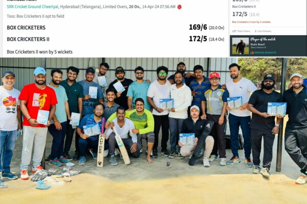 Thrilling Cricket Match Among Friends: Box Cricketers vs. Box Cricketers II at SRK Keesara