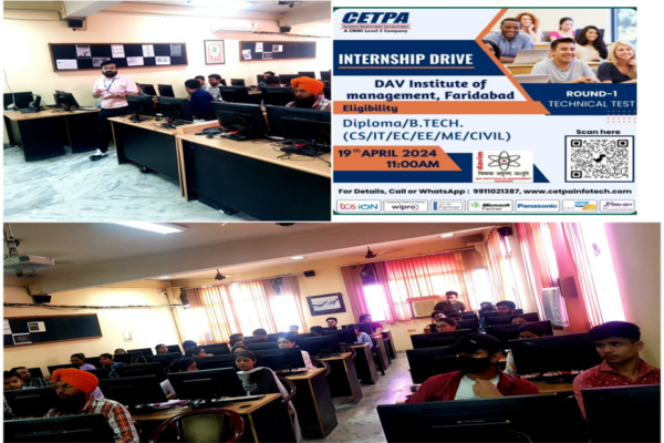 DAVIM, Faridabad collaborate with CETPA Infotech Pvt. Ltd: organizes Internship drive for BCA and MCA Students