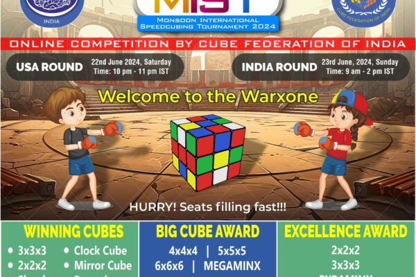Cube Federation of India and Mindgamez Announce Sixteenth Online Rubik’s Cube Competition