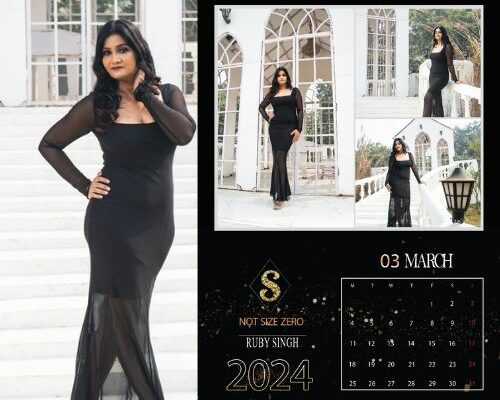 Ruby Singh Featuring herself in plus size calendar by Shapely By Somwya