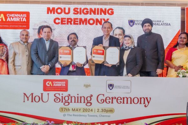 Chennais Amirta International Aviation College Signs MOU With University College of Aviation (UniCAM) ,Malaysia to Offer Study Abroad Program