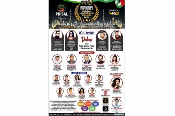 Renowned Industrialist and Philanthropist His Excellency Dr. Vijay Kishore Bansal from Agra has been conferred with an International Human Welfare Award in Dubai by PRISAL