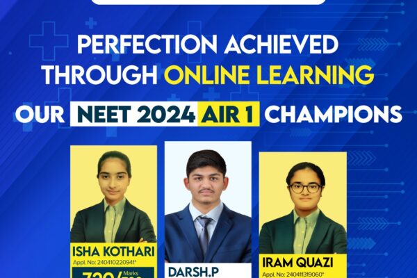 Infinity Learn by Sri Chaitanya becomes the only online platform to secure 3 All India Rank 1 positions with perfect 720 scores in NEET 2024