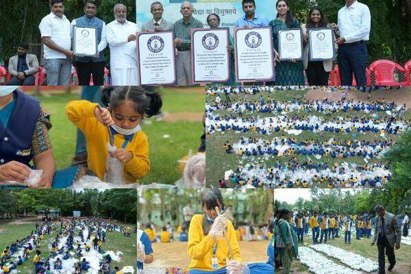 Purna Chetana students set Elite World Records for sensitizing society about the effects of plastic waste and importance of greenery