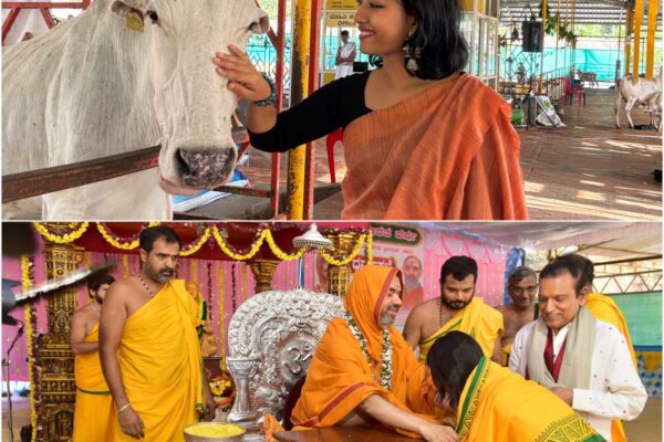 Music Beyond Boundaries: Anubhuti Goswami Introduces Healing Ragas to Cows at Ramachandra Puramatha