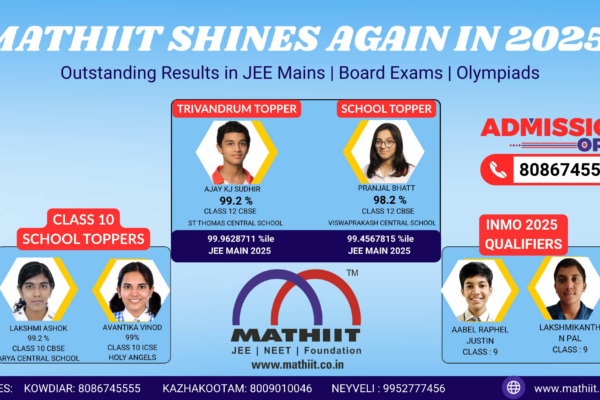 Mathiit Leads Kerala Again in JEE Main & Advanced 2025: Trivandrum Topper, Olympiad Achievers, and Board Brilliance