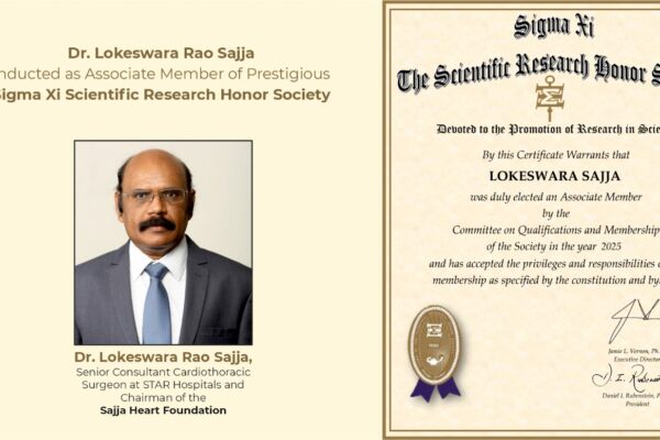 Renowned Indian Cardiac Surgeon Dr. Lokeswara Rao Sajja Inducted as Associate Member of Prestigious Sigma Xi Scientific Research Honor Society