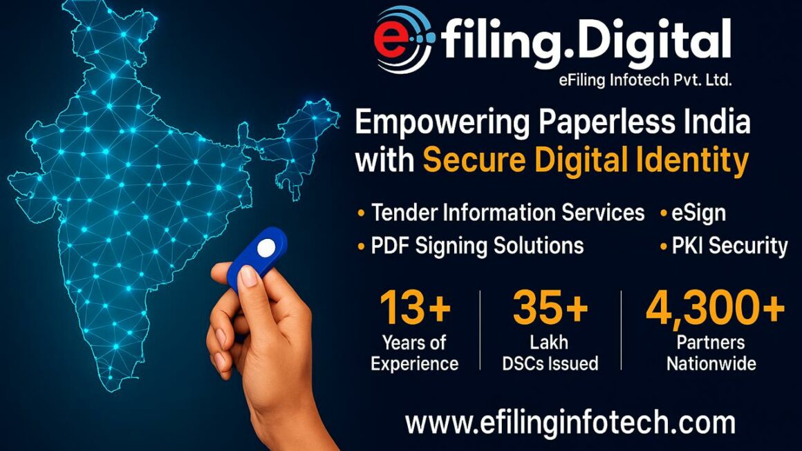 Digital Signature Certificates (DSC), Efiling Infotech Pvt. Ltd., PKI Security, eSign Services, Digital Transformation, IT Consultancy, Paperless Transformation, Tender Information & GEM Consul