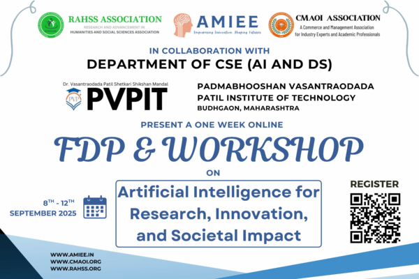 RAHSS, CMAOI, AMIEE & PVPIT Maharashtra host 1-week FDP on “AI for Research, Innovation, and Societal Impact”